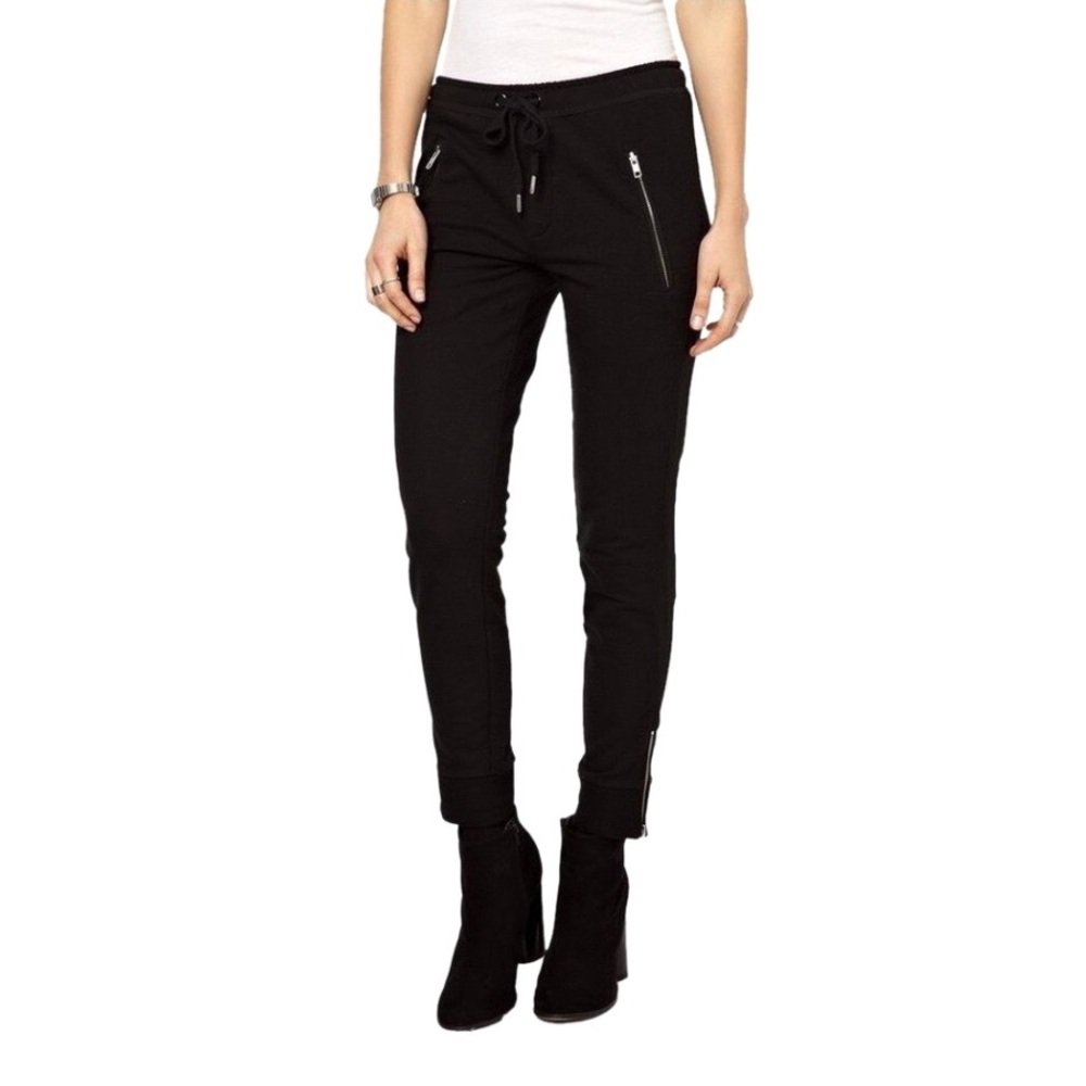 The Kooples Black jogger zipper skinny sweatpants